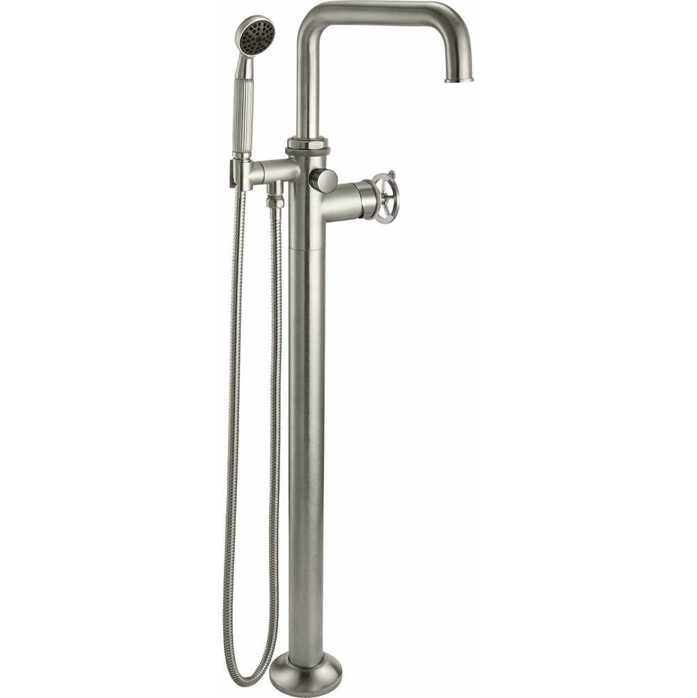 California Faucets - Single Hole Floor Mount Tub Filler- Wheel Handles - Gloss White
