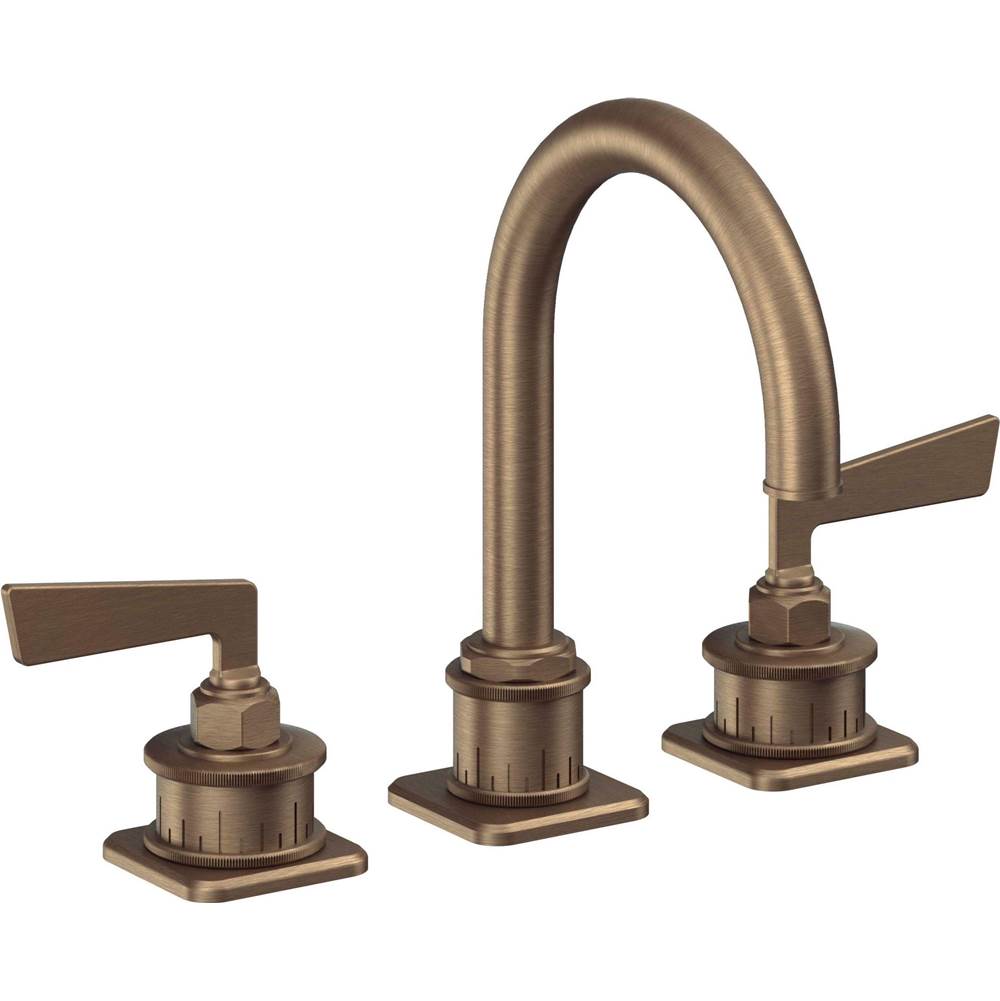 California Faucets - 8'' Widespread Lavatory Faucet with ZeroDrain - Antique Brass Flat
