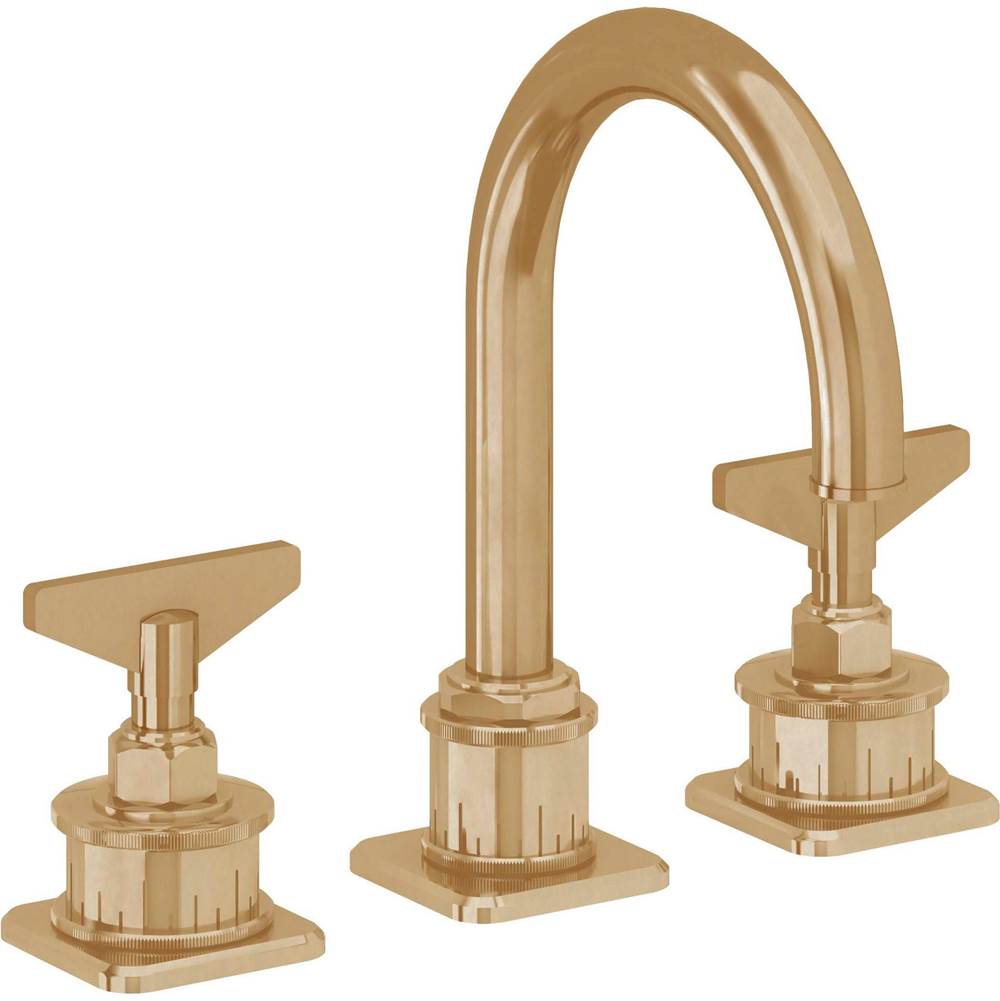California Faucets - 8'' Widespread Lavatory Faucet with ZeroDrain - Burnished Brass Uncoated