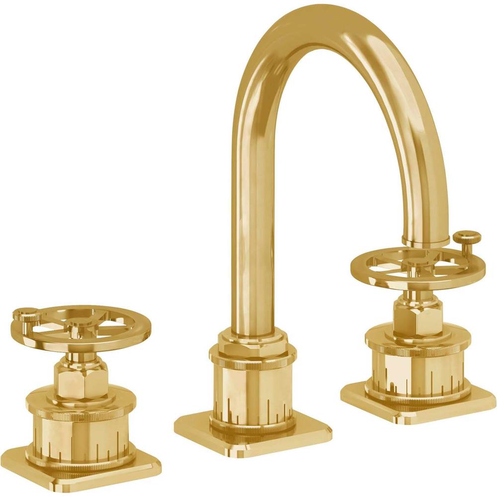 California Faucets - 8'' Widespread Lavatory Faucet with Completely Finished ZeroDrain - Lifetime Polished Gold Pvd