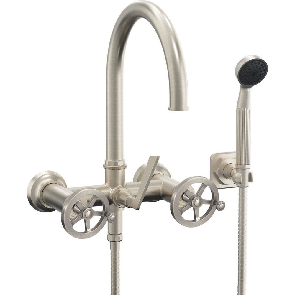 California Faucets - Wall Mount Tub Filler - Wheel Handles - Gloss White