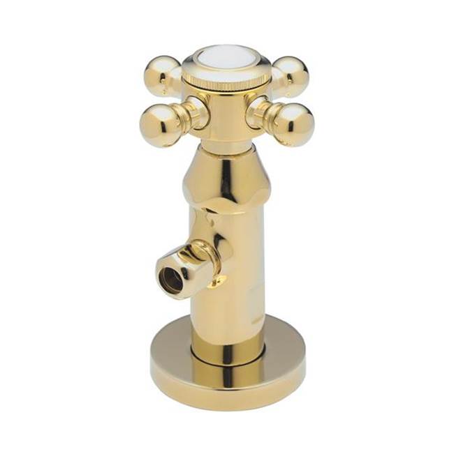 California Faucets - Deluxe Angle Stop with Flange and Decorative Handle - Gloss White