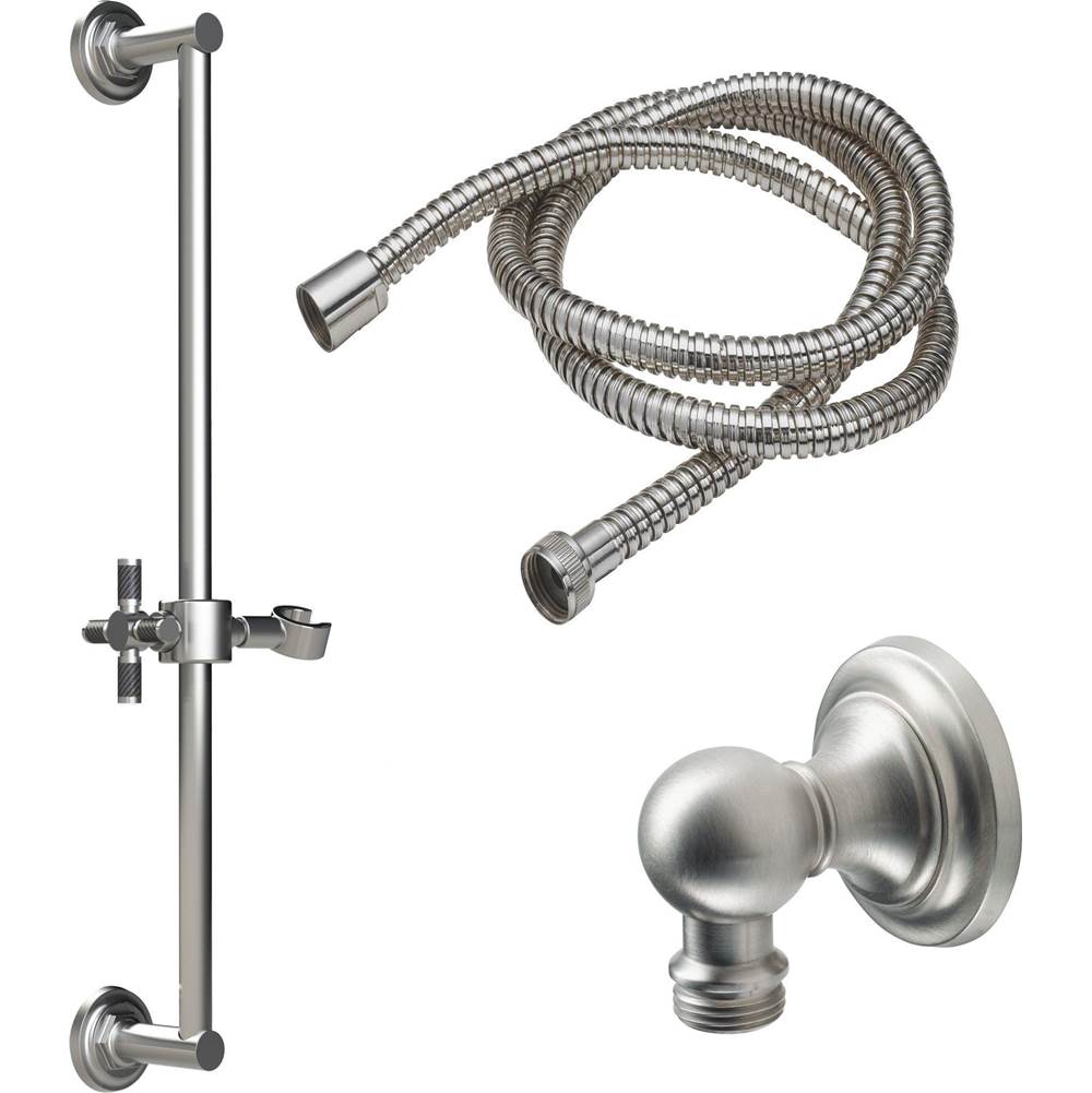 California Faucets - Slide Bar Handshower Kit - Carbon Fiber Cross Handle with Concave Base - Gloss White