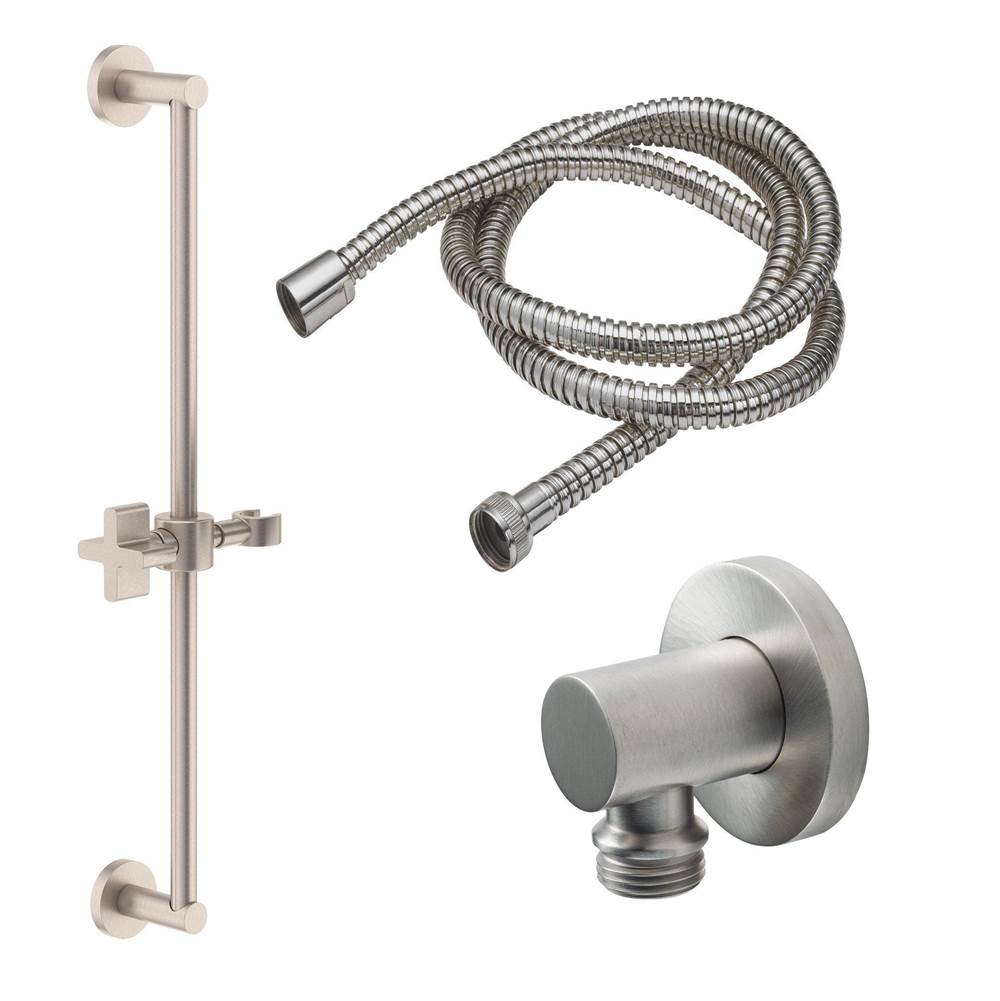 California Faucets - Slide Bar Handshower Kit - Cross Handle with Round Base - Gloss White