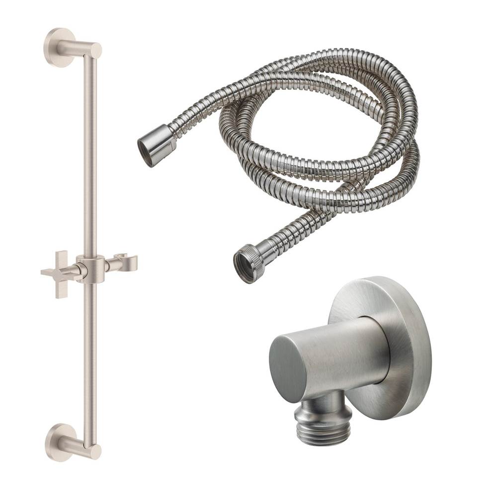 California Faucets - Slide Bar Handshower Kit -Cross Handle with Round Base - Gloss White