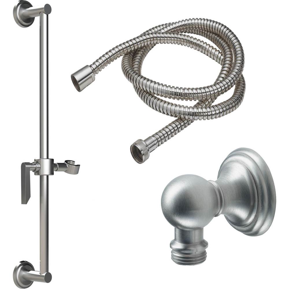 California Faucets - Slide Bar Handshower Kit - Lever Handle with Concave Base - Gloss White