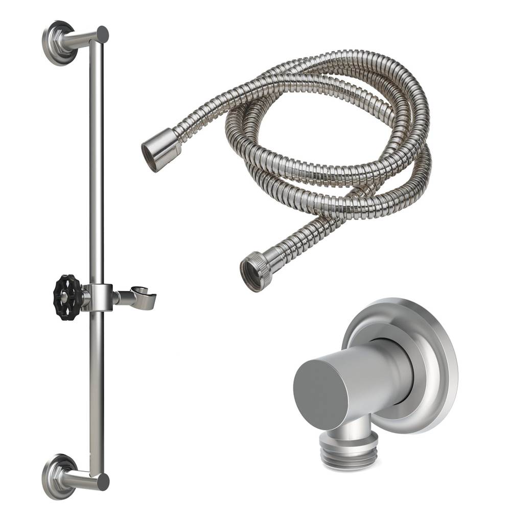 California Faucets - Slide Bar Handshower Kit - Black Wheel Handle with Concave Base - Gloss White