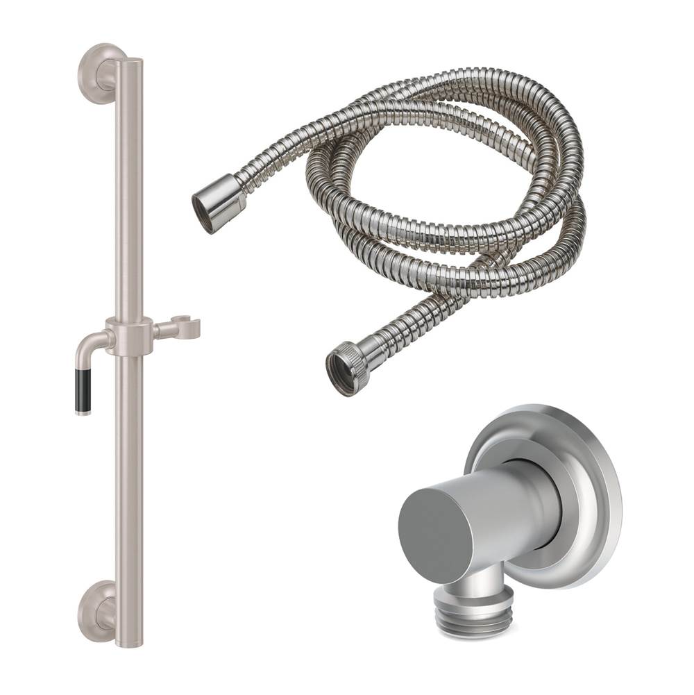 California Faucets - 24'' Grab Bar Handshower Kit - Carbon Fiber Lever Handle with Concave Base - Gloss White