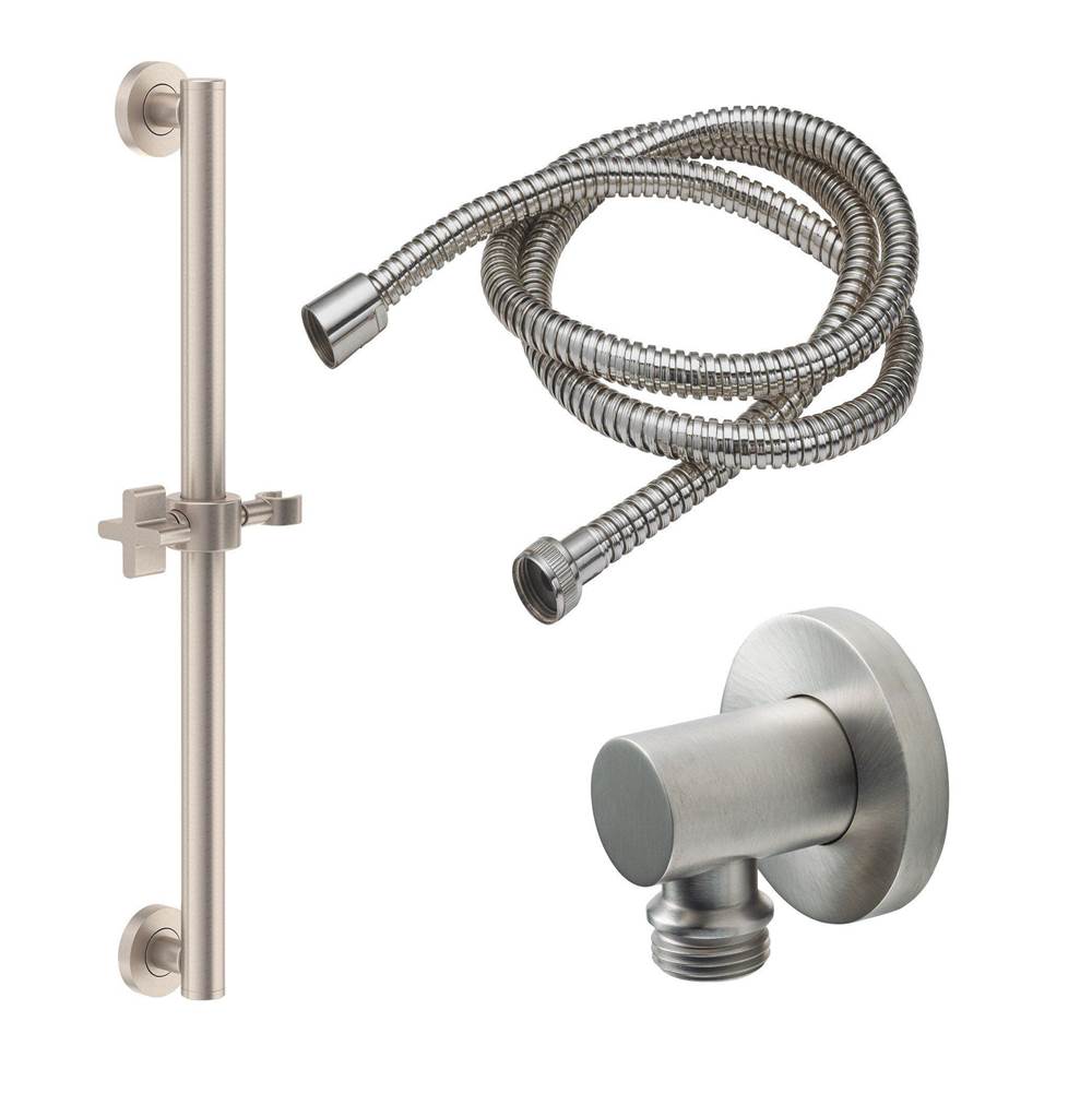 California Faucets - 30'' Grab Bar Handshower Kit - Cross Handle with Round Base - Gloss White