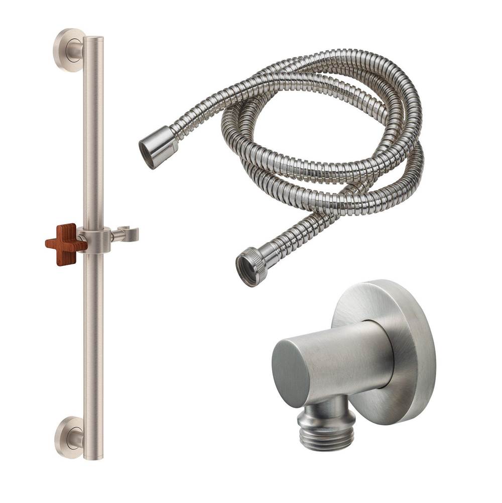 California Faucets - 24'' Grab Bar Handshower Kit - Cross Handle with Round Base - Gloss White