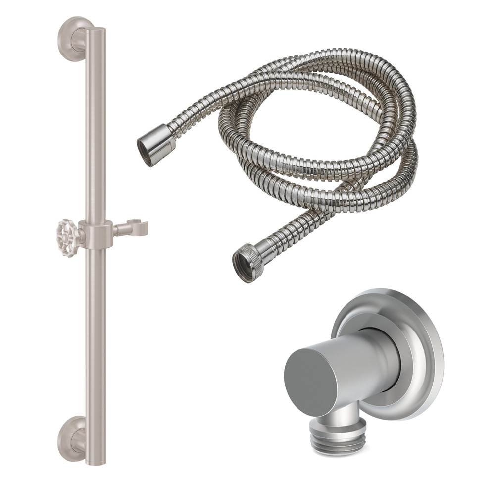 California Faucets - 24'' Grab Bar Handshower Kit - Wheel Handle with Concave Base - Gloss White