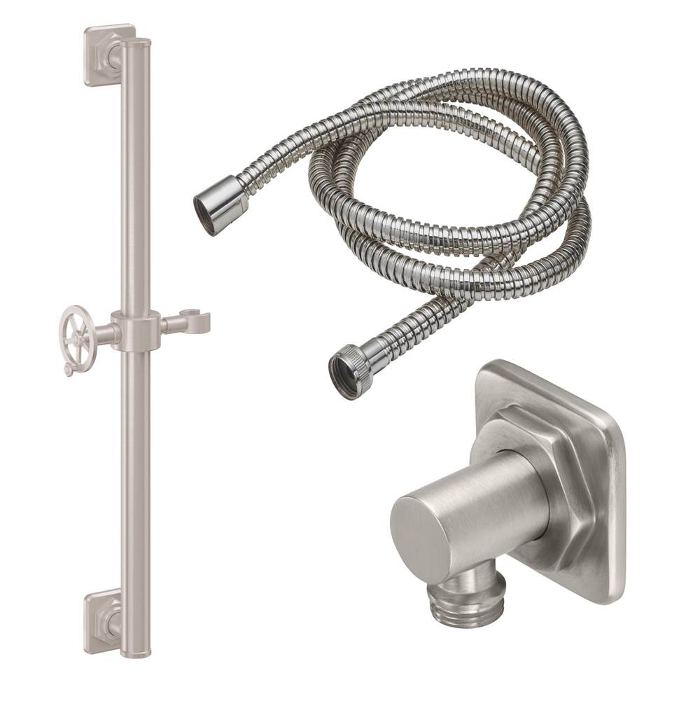 California Faucets - 30'' Grab Bar Handshower Kit - Wheel Handle with Quad Base - Gloss White