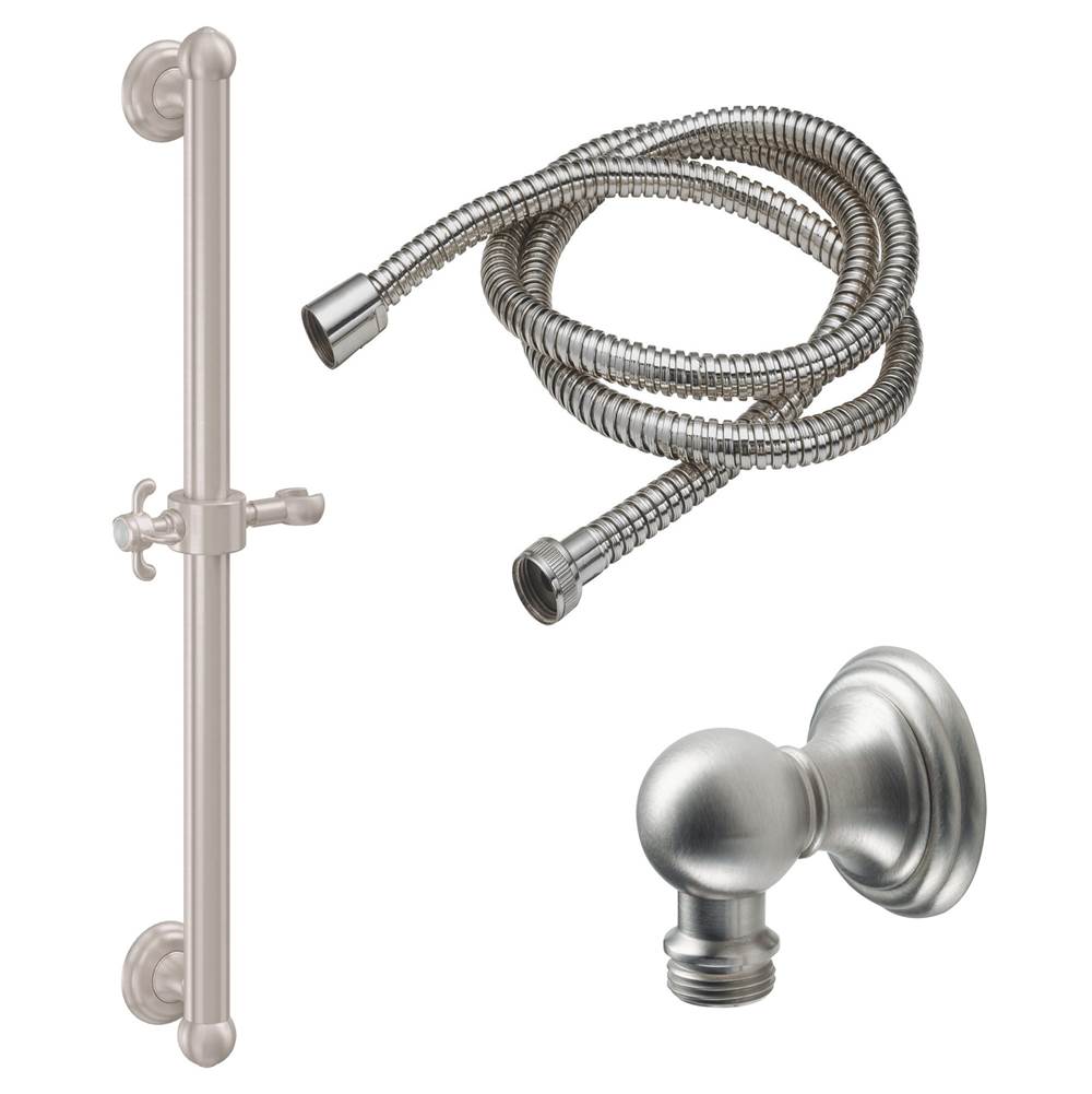California Faucets - 24'' Grab Bar Handshower Kit - Cross Handle with Line Base - Gloss White
