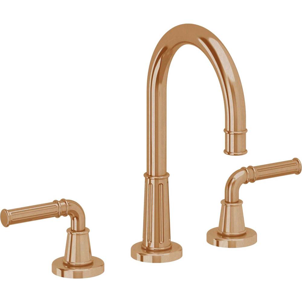 California Faucets - 8'' Widespread Lavatory Faucet with Completely Finished ZeroDrain - Burnished Brass Uncoated