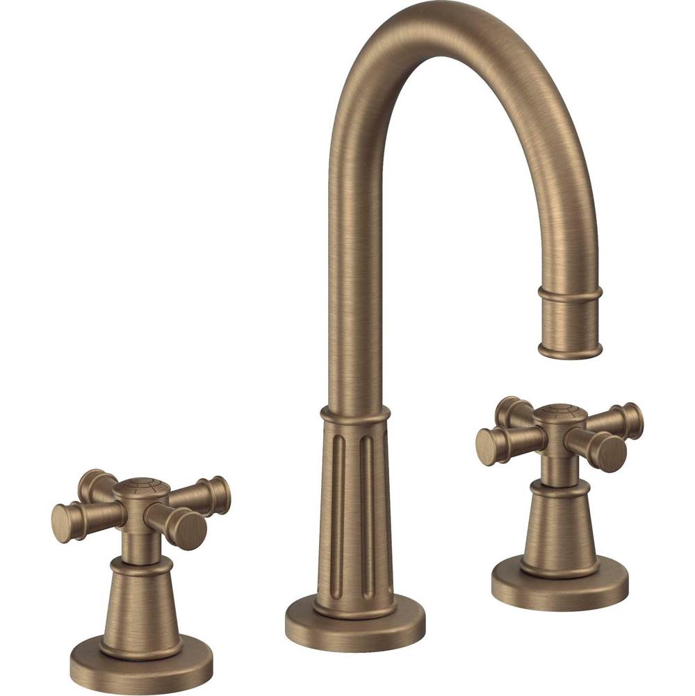 California Faucets - 8'' Widespread Lavatory Faucet - Antique Brass Flat