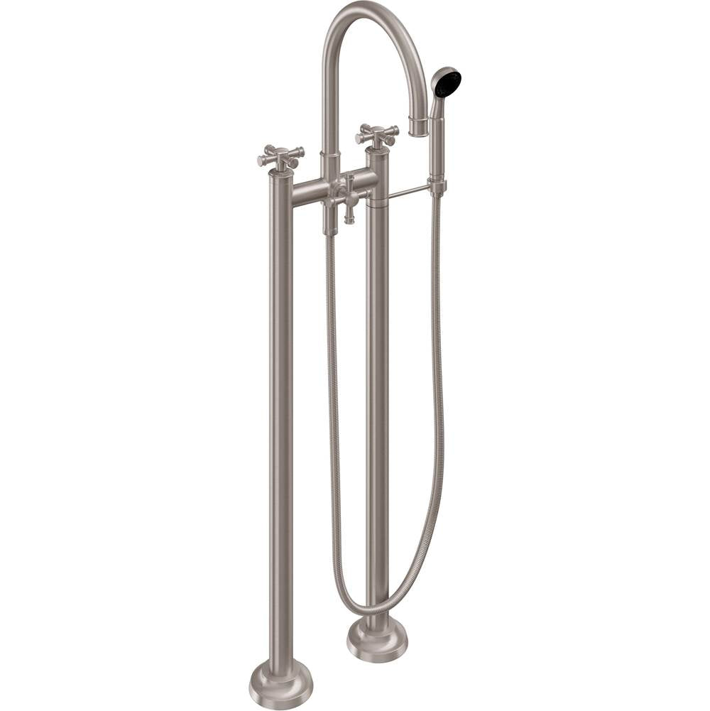 California Faucets - Floor Mount Tub Filler with Handshower - Gloss White
