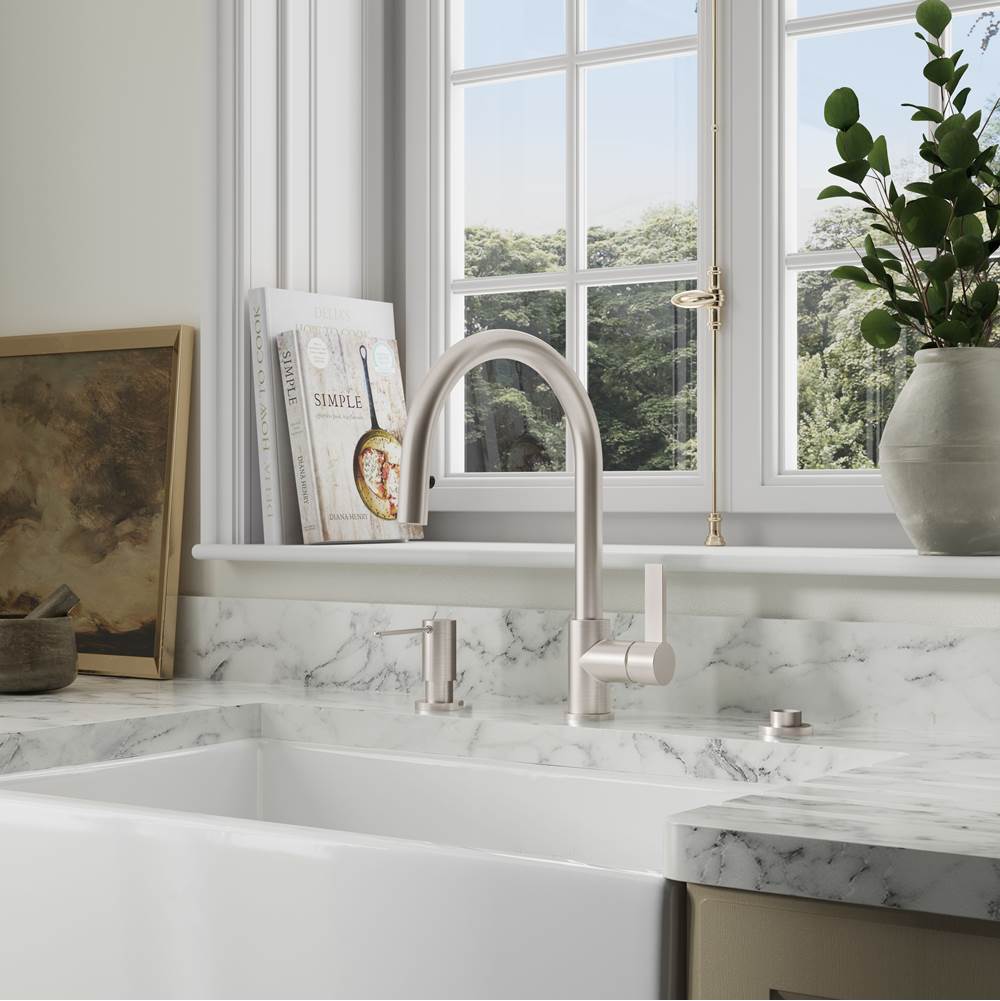 Pull-Down Kitchen Faucet with Concealed Button Sprayer - Blade Handle