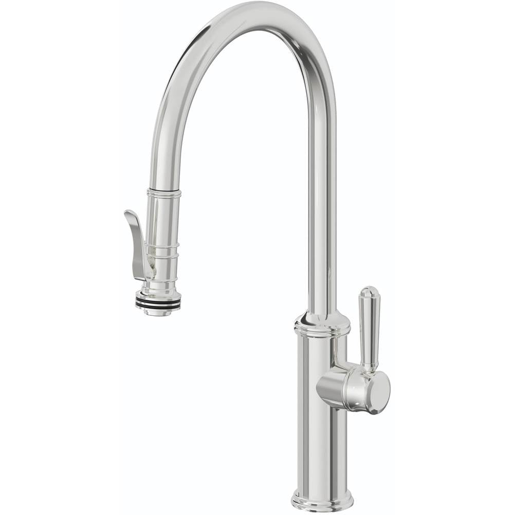 California Faucets - Pull-Down Kitchen Faucet with Squeeze Sprayer - High Arc Spout - Polished Chrome