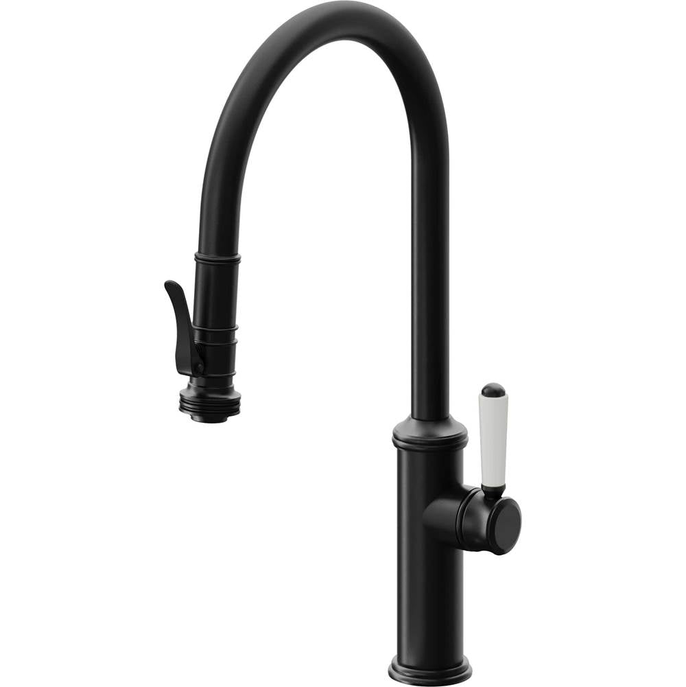 California Faucets - Pull-Down Kitchen Faucet with Squeeze Sprayer - High Arc Spout - Matte Black