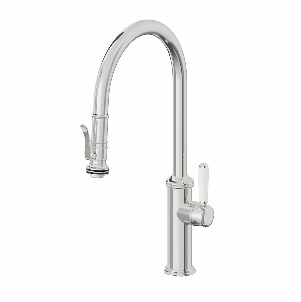 California Faucets - Pull-Down Kitchen Faucet with Squeeze Sprayer - High Arc Spout - Polished Chrome