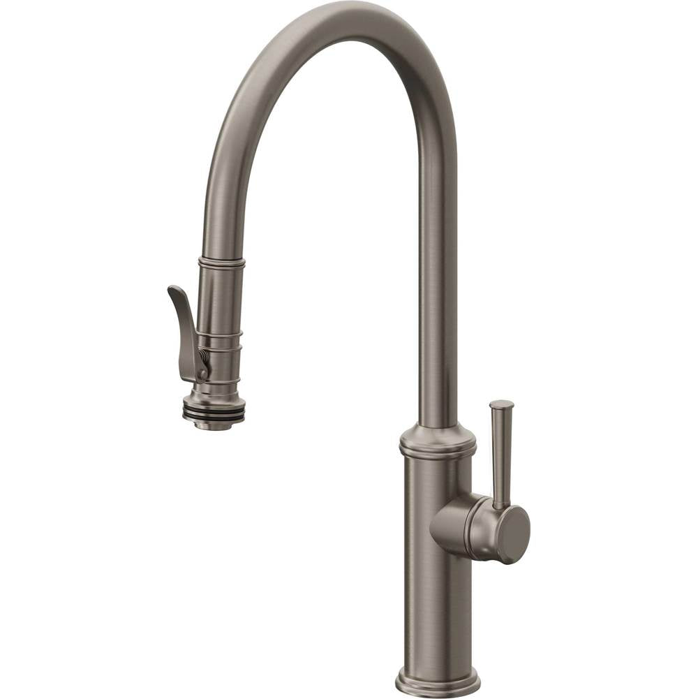 California Faucets - Pull-Down Kitchen Faucet with Squeeze Sprayer - High Arc Spout - Graphite Pvd