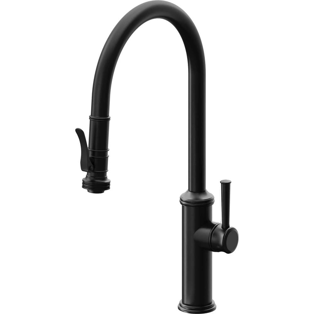 California Faucets - Pull-Down Kitchen Faucet with Squeeze Sprayer - High Arc Spout - Matte Black