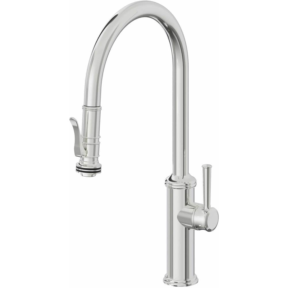 California Faucets - Pull-Down Kitchen Faucet with Squeeze Sprayer - High Arc Spout - Polished Chrome