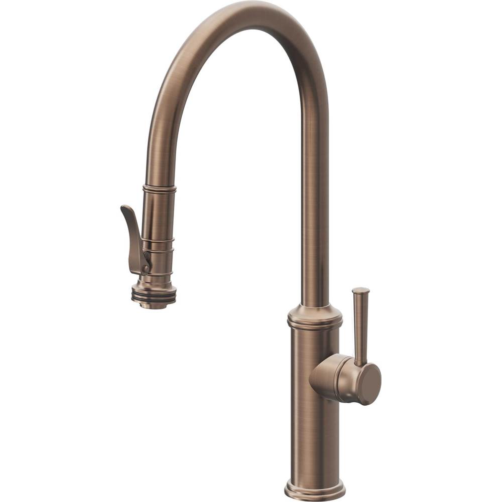 California Faucets - Pull-Down Kitchen Faucet with Squeeze Sprayer - High Arc Spout - Satin Bronze Pvd