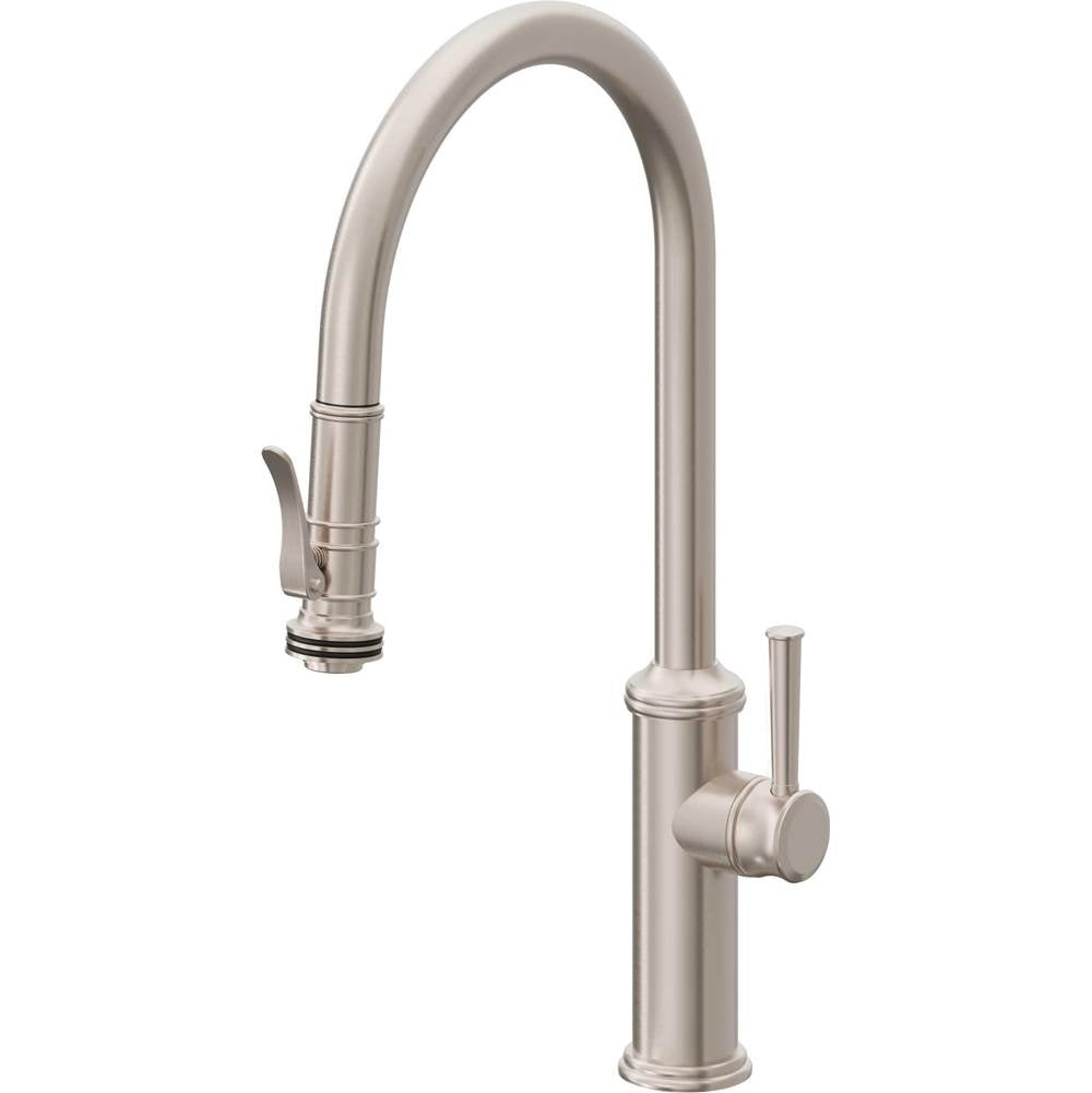 California Faucets - Pull-Down Kitchen Faucet with Squeeze Sprayer - High Arc Spout - Gloss White