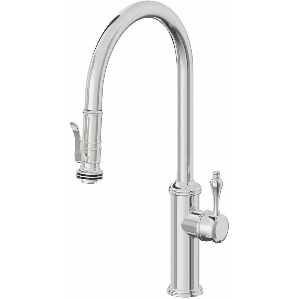 California Faucets - Pull-Down Kitchen Faucet with Squeeze Sprayer - High Arc Spout - Polished Chrome