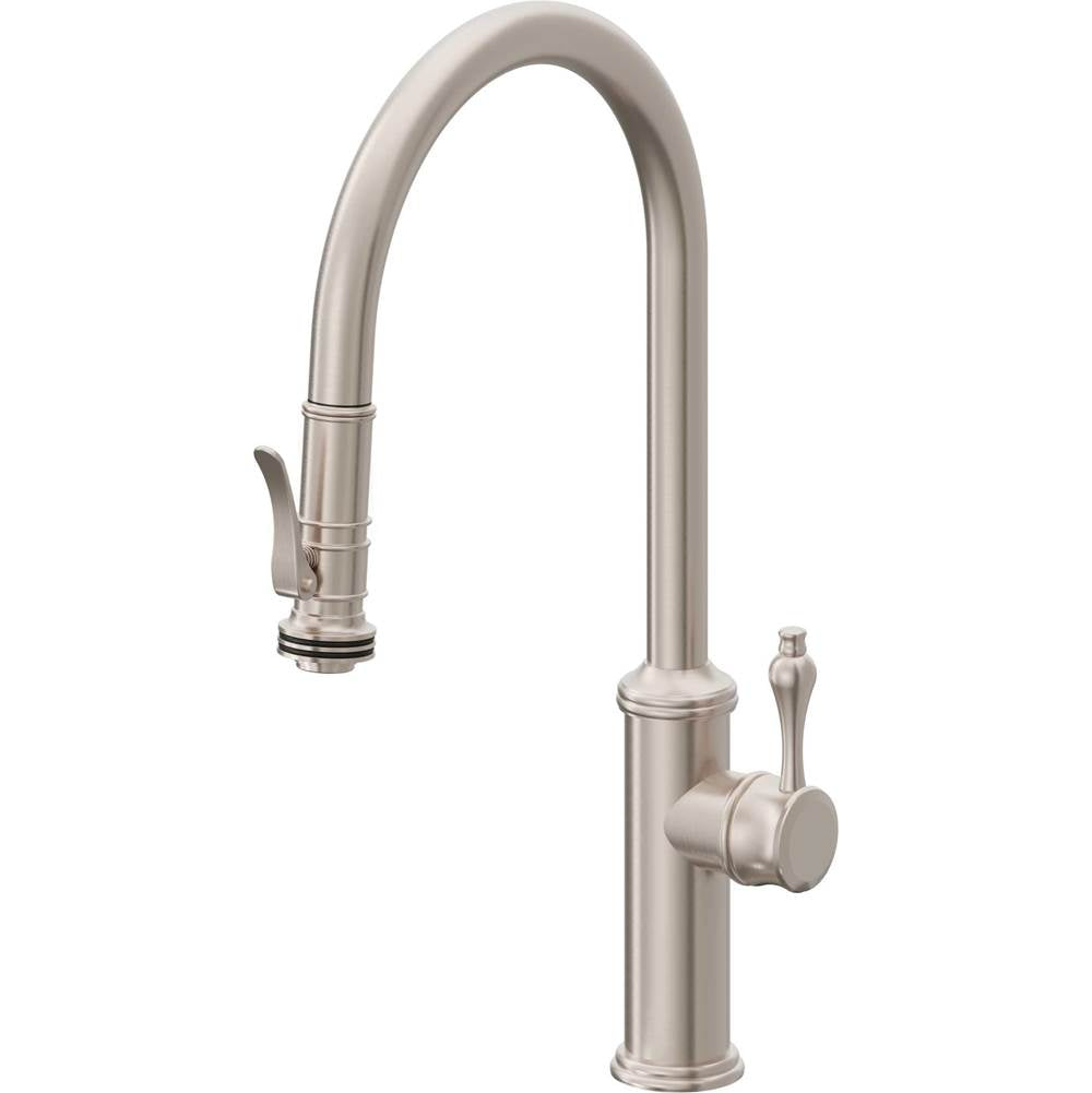 California Faucets - Pull-Down Kitchen Faucet with Squeeze Sprayer - High Arc Spout - Gloss White
