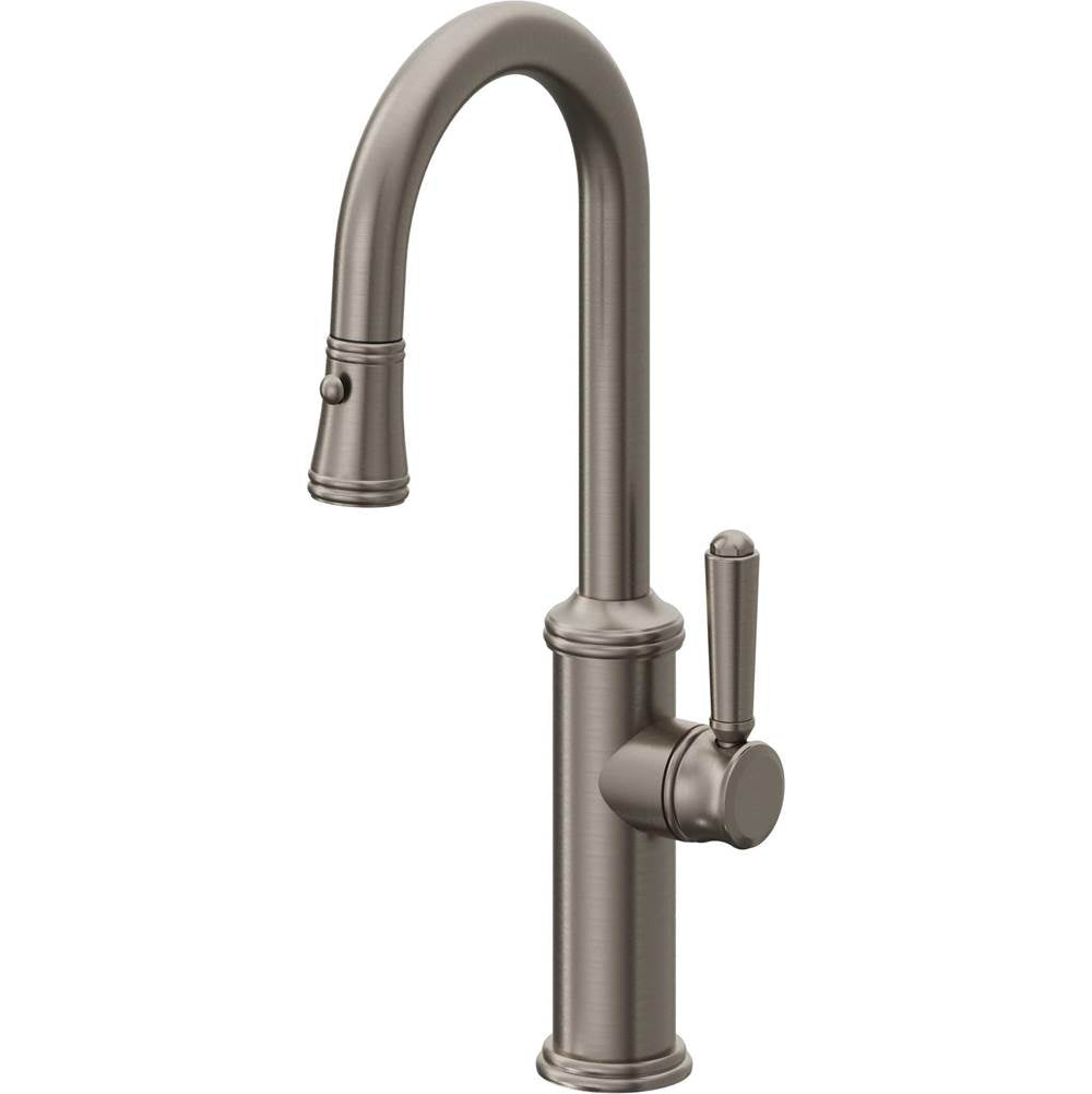 California Faucets - Pull-Down Prep/Bar Faucet with Button Sprayer - Graphite Pvd