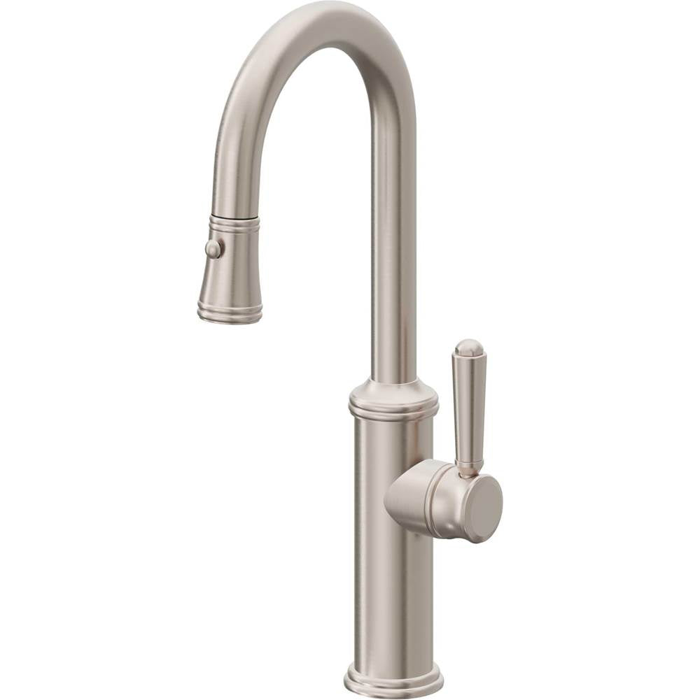 California Faucets - Pull-Down Prep/Bar Faucet with Button Sprayer - Gloss White
