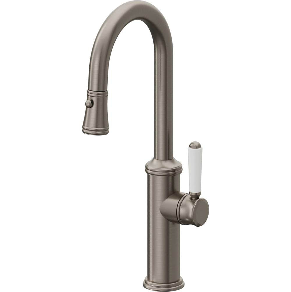 California Faucets - Pull-Down Prep/Bar Faucet with Button Sprayer - Graphite Pvd