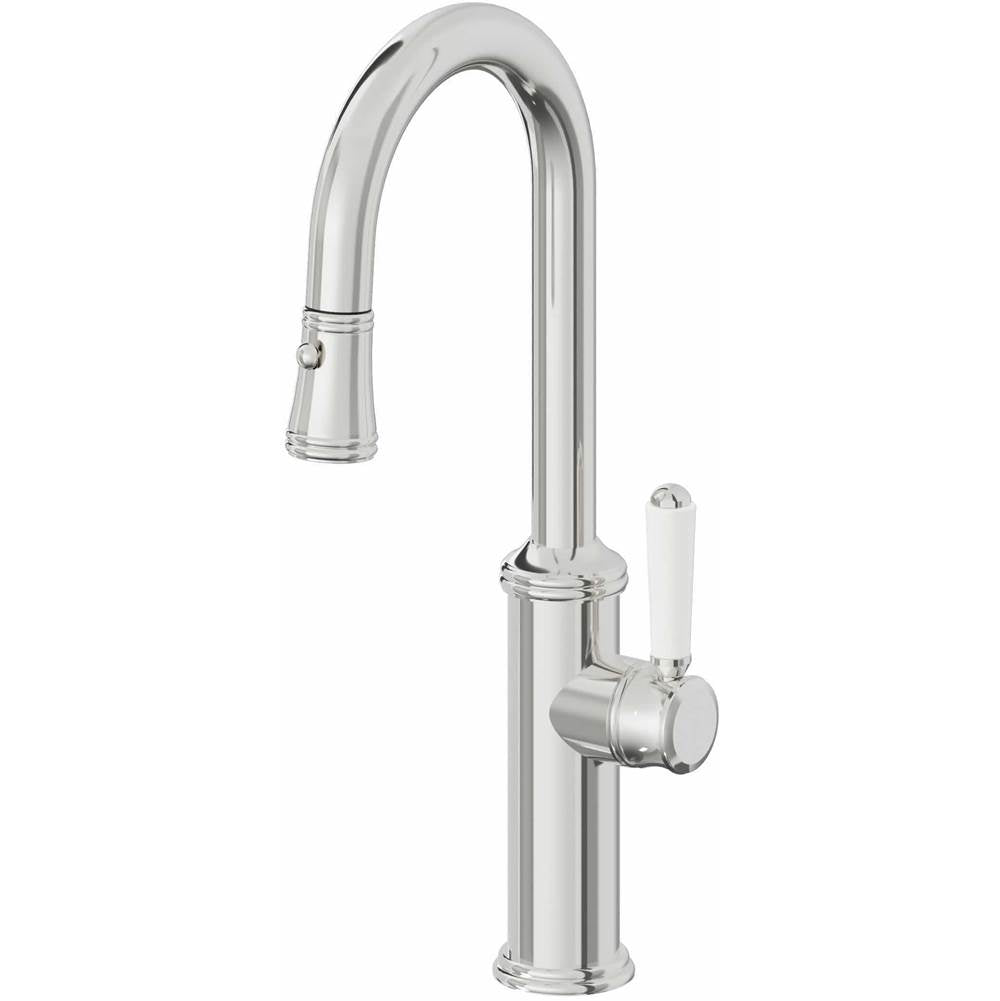 California Faucets - Pull-Down Prep/Bar Faucet with Button Sprayer - Polished Chrome