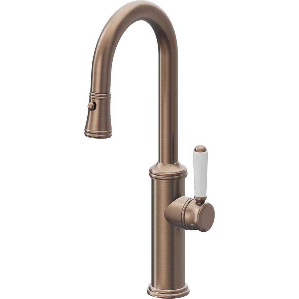California Faucets - Pull-Down Prep/Bar Faucet with Button Sprayer - Satin Bronze Pvd