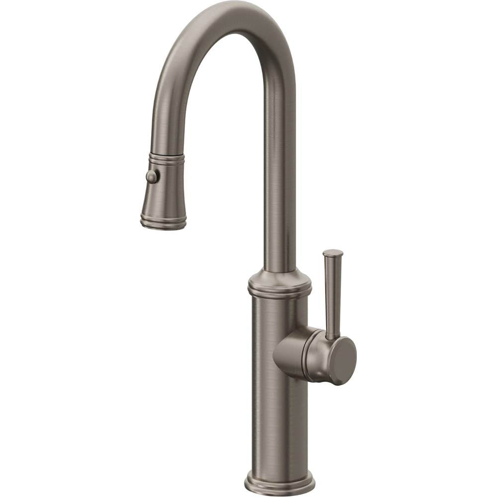 California Faucets - Pull-Down Prep/Bar Faucet with Button Sprayer - Graphite Pvd