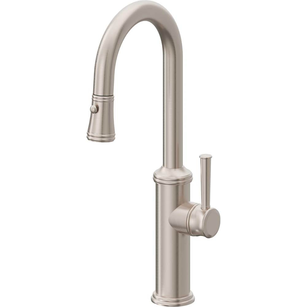 California Faucets - Pull-Down Prep/Bar Faucet with Button Sprayer - Gloss White