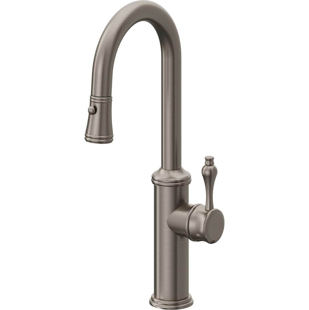 California Faucets - Pull-Down Prep/Bar Faucet with Button Sprayer - Graphite Pvd
