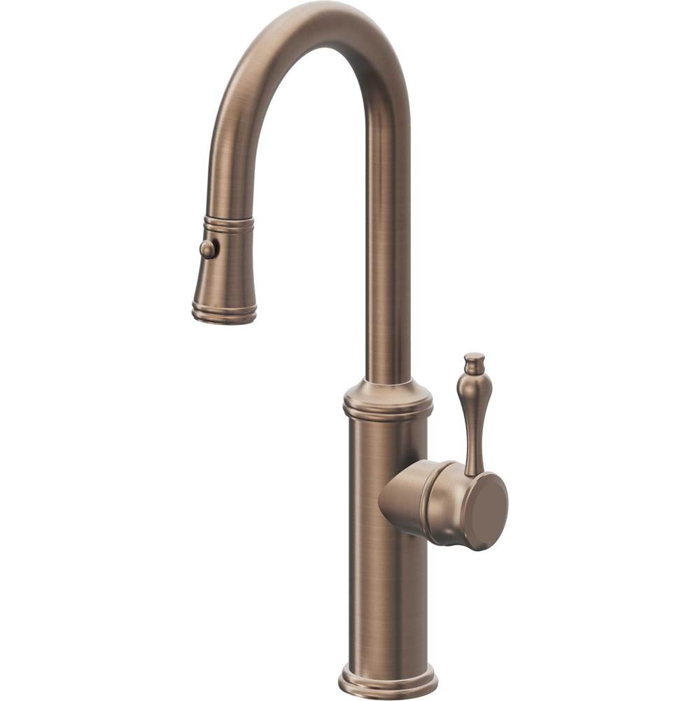 California Faucets - Pull-Down Prep/Bar Faucet with Button Sprayer - Satin Bronze Pvd