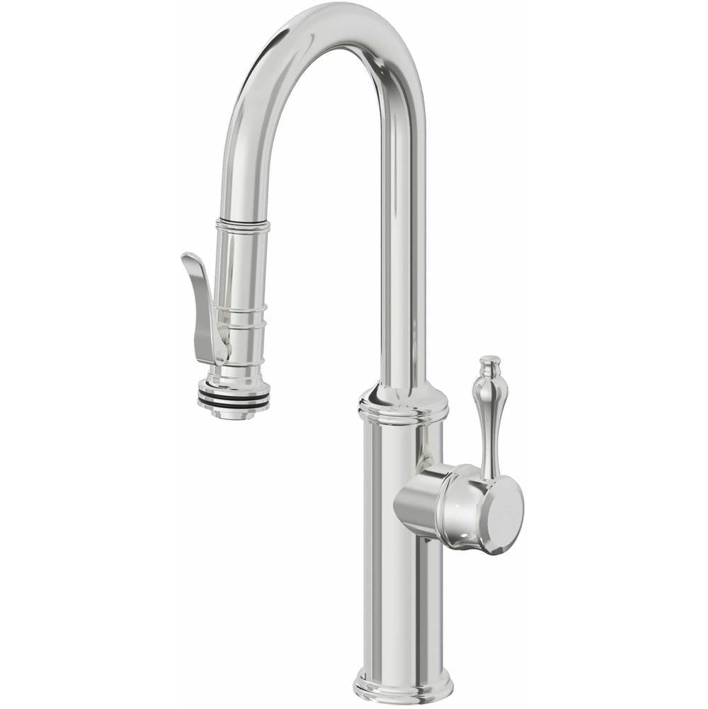 California Faucets - Pull-Down Prep/Bar Faucet with Squeeze Sprayer - Polished Chrome