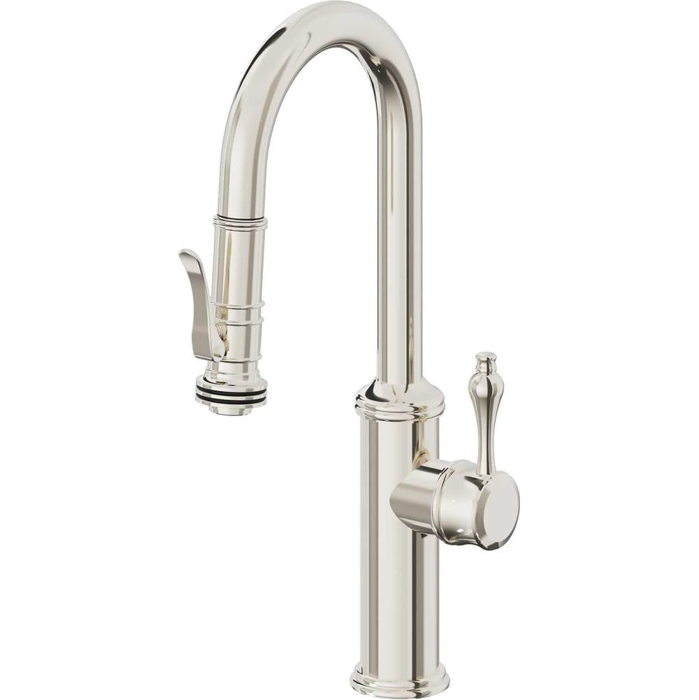California Faucets - Pull-Down Prep/Bar Faucet with Squeeze Sprayer - Polished Nickel Pvd