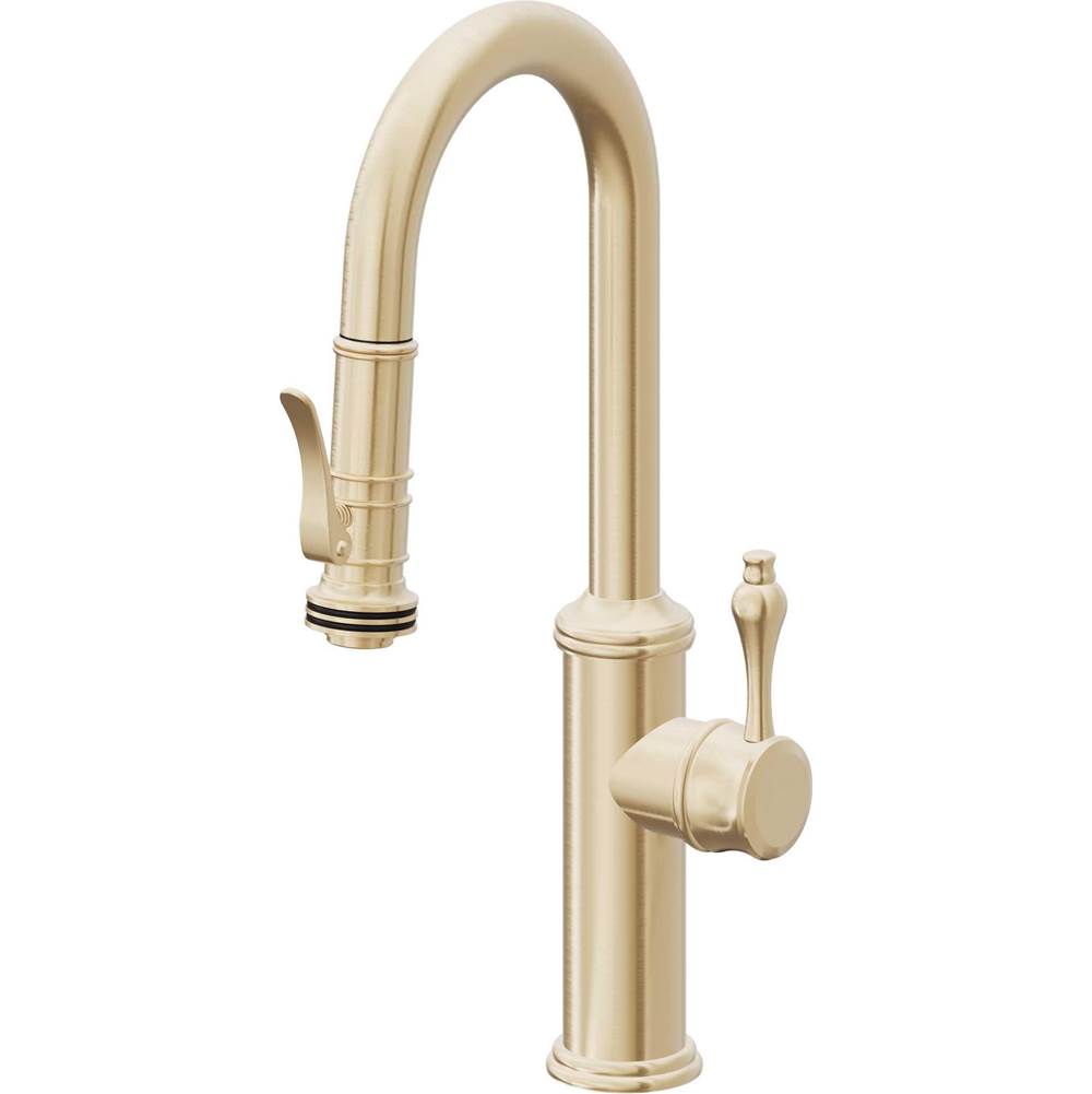 California Faucets - Pull-Down Prep/Bar Faucet with Squeeze Sprayer - Satin Brass Pvd
