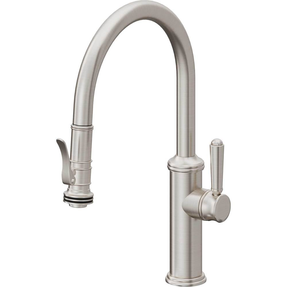California Faucets - Pull-Down Kitchen Faucet with Squeeze Sprayer - Low Arc Spout - Ultra Stainless Steel Pvd