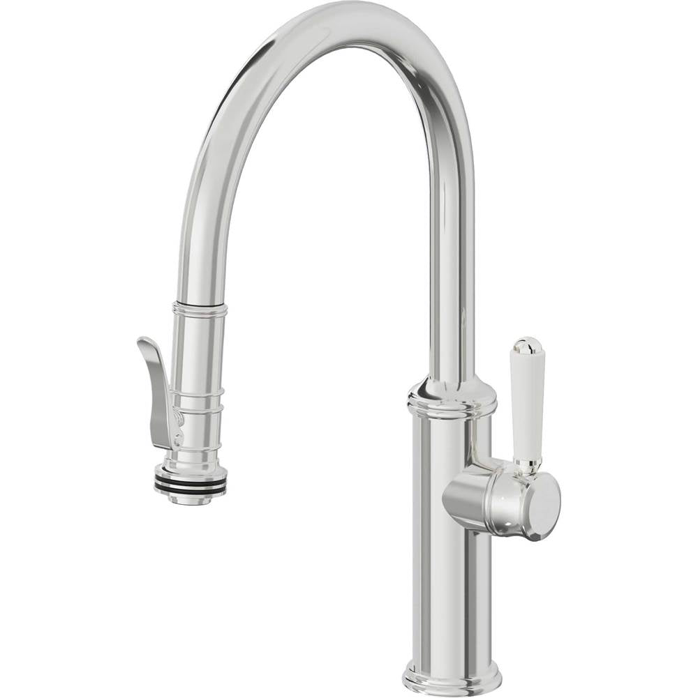 California Faucets - Pull-Down Kitchen Faucet with Squeeze Sprayer - Low Arc Spout - Polished Chrome
