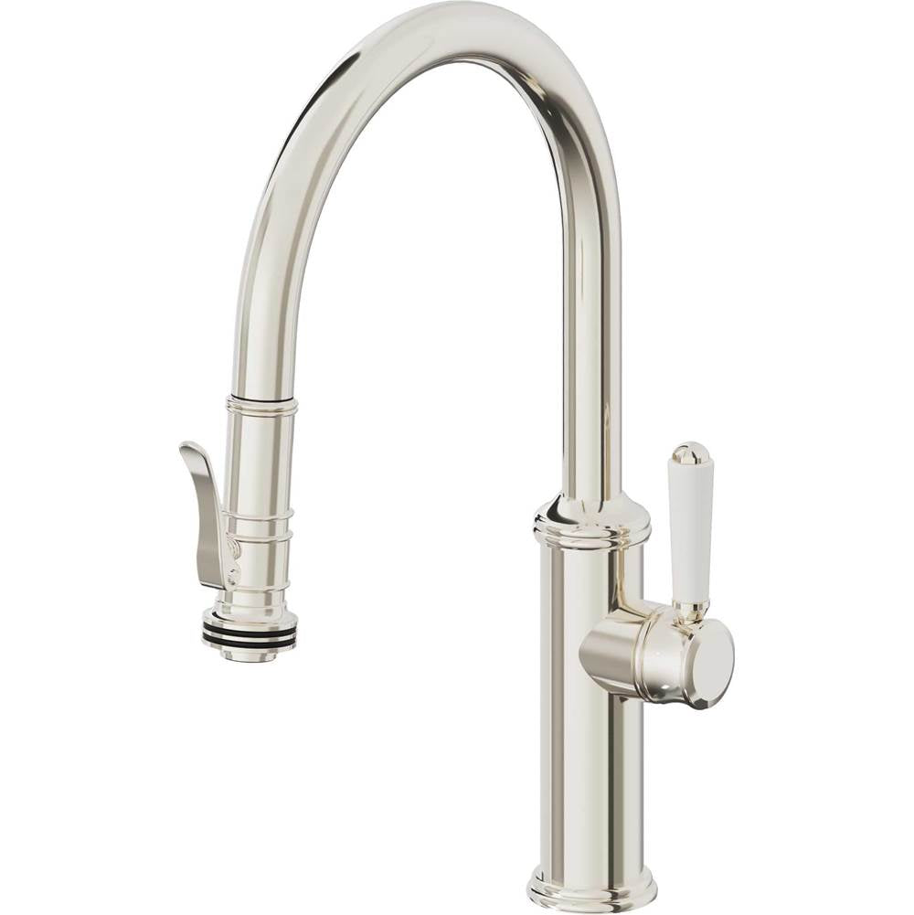 California Faucets - Pull-Down Kitchen Faucet with Squeeze Sprayer - Low Arc Spout - Polished Nickel Pvd