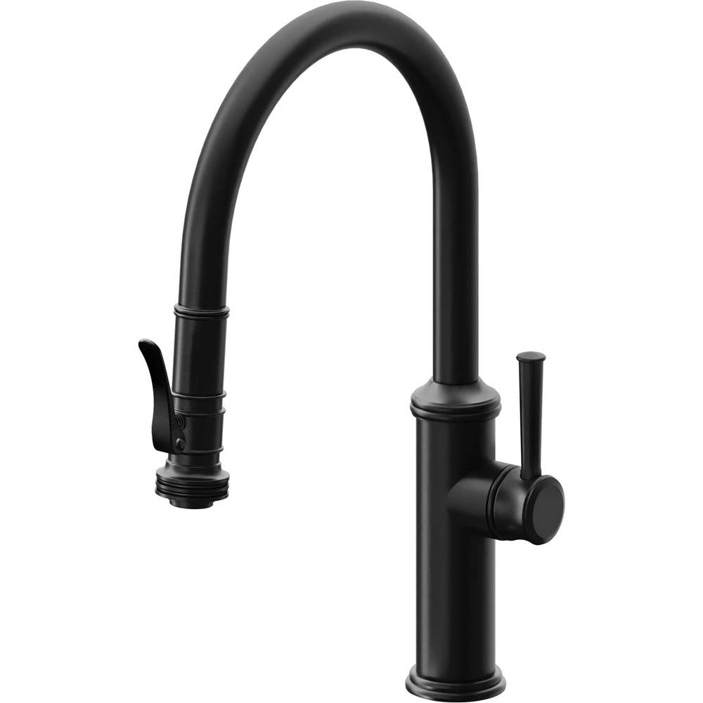 California Faucets - Pull-Down Kitchen Faucet with Squeeze Sprayer - Low Arc Spout - Matte Black