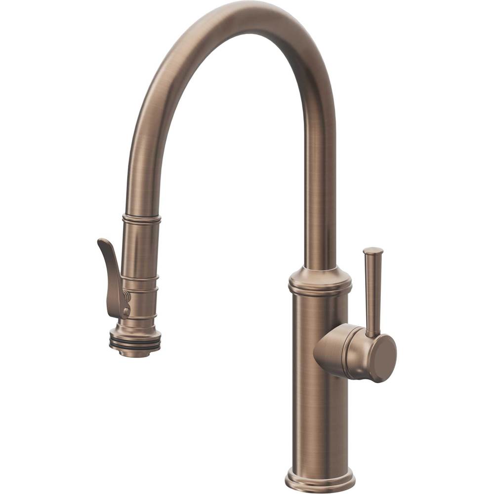 California Faucets - Pull-Down Kitchen Faucet with Squeeze Sprayer - Low Arc Spout - Satin Bronze Pvd