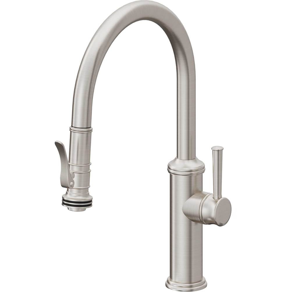 California Faucets - Pull-Down Kitchen Faucet with Squeeze Sprayer - Low Arc Spout - Ultra Stainless Steel Pvd