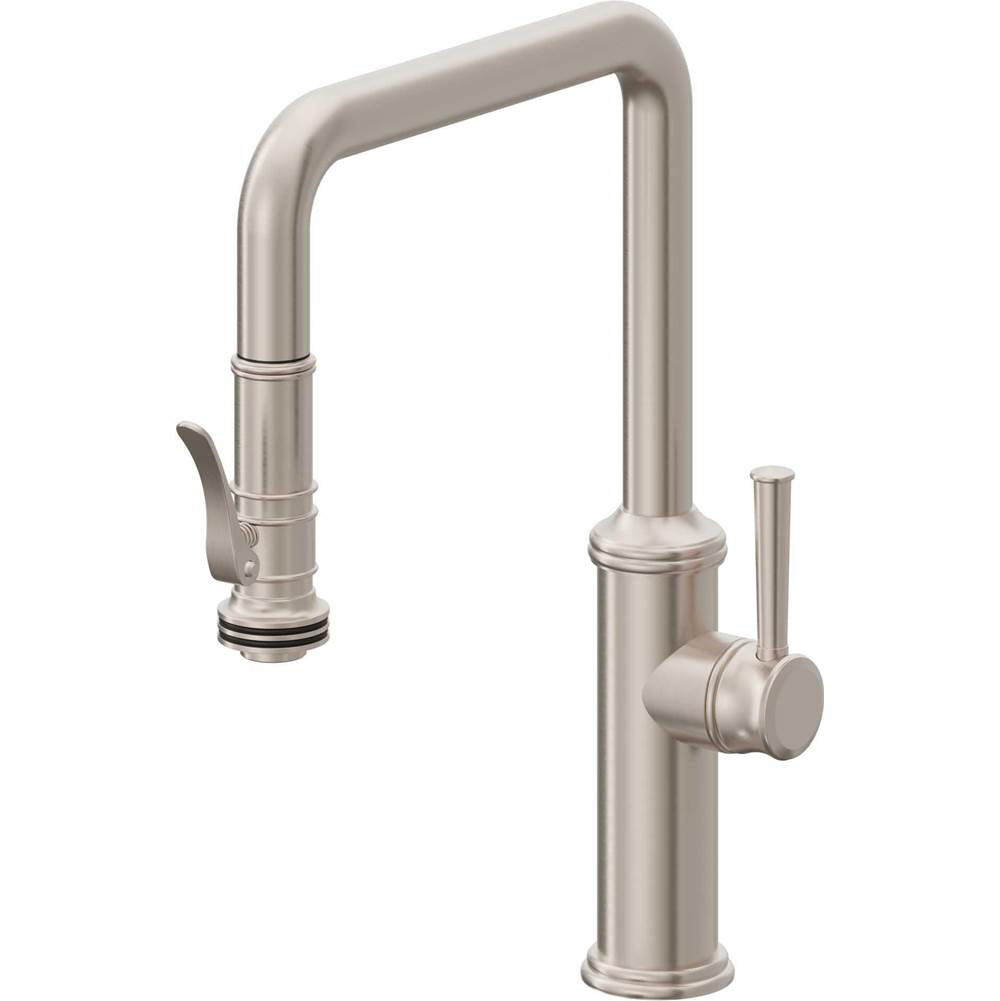 California Faucets - Pull-Down Kitchen Faucet with Squeeze Sprayer - Quad Spout - Gloss White
